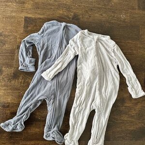 Set of Two Cloud Island Kids Footies - Gray and Cream